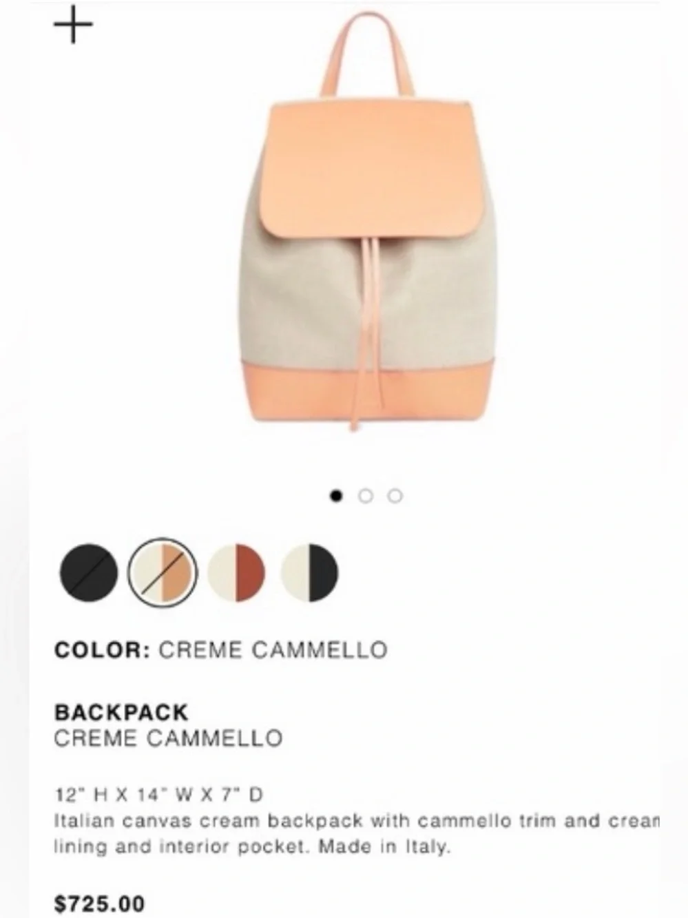 Mansur Gavriel Canvas Mini Backpack Tan Leather Flap Bag  Creme & Cammello